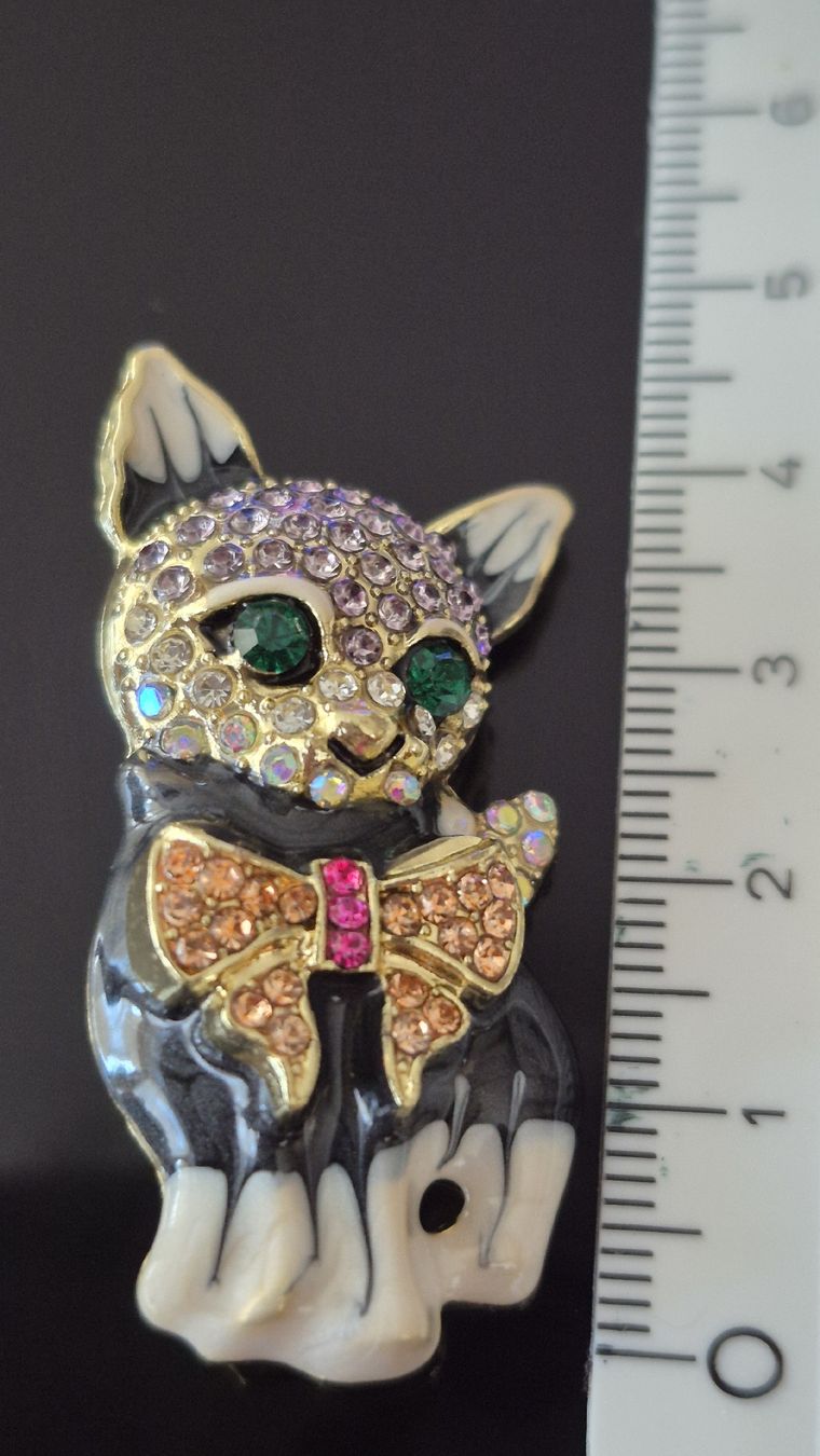 Spille & Fermagli: Süsses Katzen-Brosche mit Strass-Steinen, modisch! – Nuovo (secondo la descrizione) da Schiers venduto da Carmela8 2