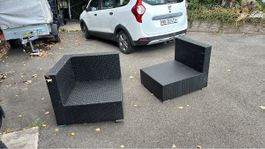 Outdoor Wicker Lounge Chairs Set Used