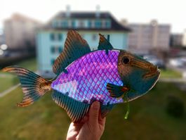 Poisson déco en métal,couleurs vives!Perfekter Hingucker !