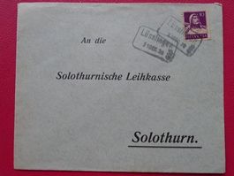 1930: LÜSSINGEN (Bahnpost-Stempel) +Nr.184 nach SOLOTHURN