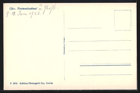 Cartoline postali: Chur, Fontanadenkmal mit Strassenpartie – Usato da Berlin venduto da bartko-reher 1