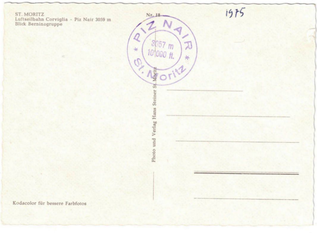 Cartoline postali: St. Moritz - Luftseilbahn Corviglia--Piz Nair – Usato da Binningen venduto da Mountainrider 1