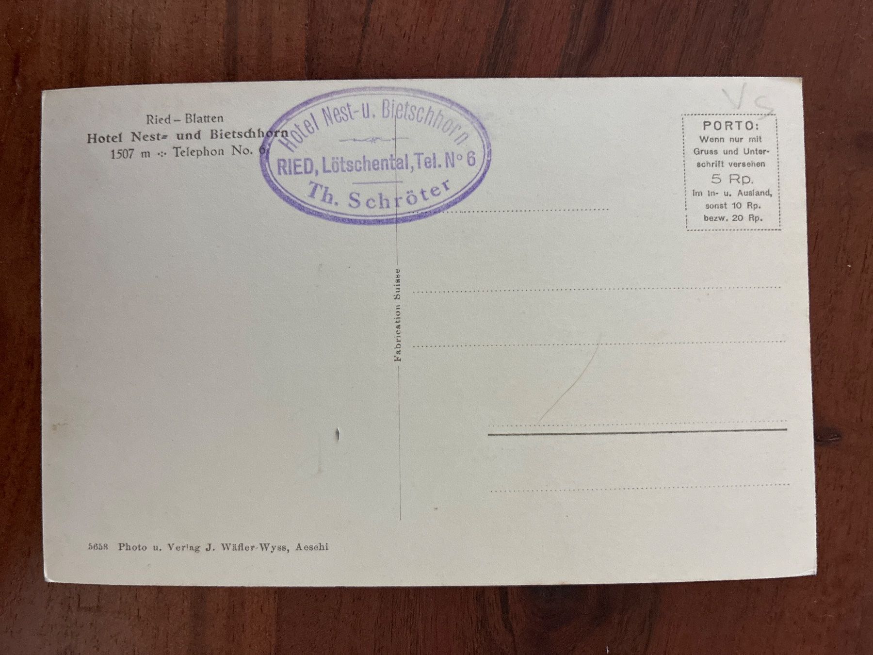 Cartoline postali: Ansichtskarte Schweiz von Blatten - Lötschental VS – Usato da Oftringen venduto da Cla.vD.74 5
