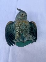 Massive Eulen-Figur aus Bronze mit Glasaugen – Uhu fli