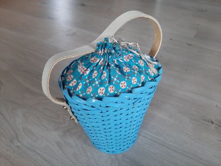 Vintage 50er 60er Körbchen Mid Century Handtasche Hellblau