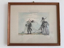 ORIGINALE TUSCHZEICHNUNG "Hasenhochzeit", 25.5 x 22.5 cm