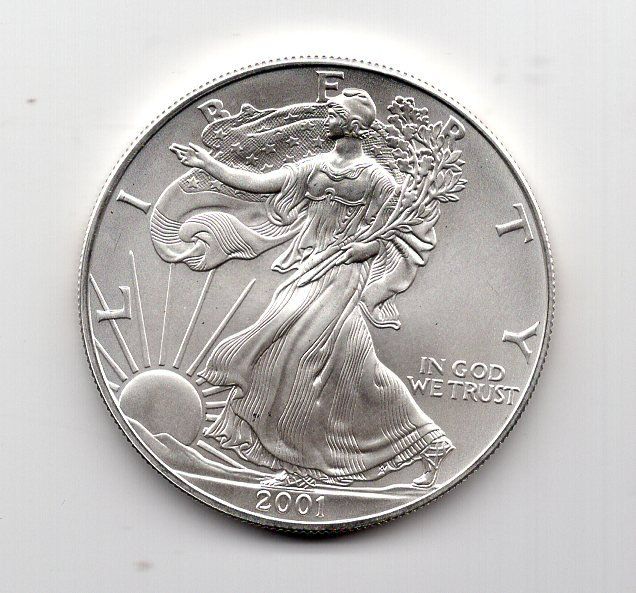 Tutti le monete: (1326) USA, 1 Eagle Silber Unze, 2001, stgl – Usato da Rüthi (Rheintal) venduto da erdnuessli1