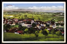 AK Domdidier, Ortsansicht mit Kirche aus der Vogelschau