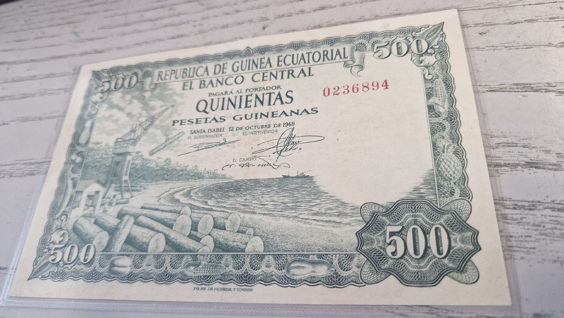 Banknoten: 500 Pesetas Guineanas Schein 1969  – Neu und originalverpackt aus Herisau von Antiques.AR