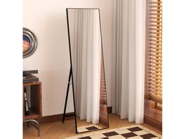 Standspiegel 41x140cm, Ganzkörperspiegel mit Ständer schwarz
