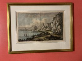 Alte Neuchâtel-Stich, gerahmt, Ansicht vom See,Antik!