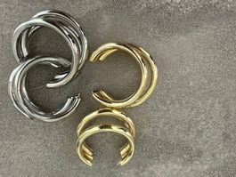 2 paar Modische Creolen Ohrringe, Gold und Silber, neu!