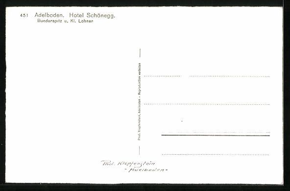 Cartoline postali: Adelboden, Hotel Schönegg, Bunderspitz  – Usato da Berlin venduto da bartko-reher 1