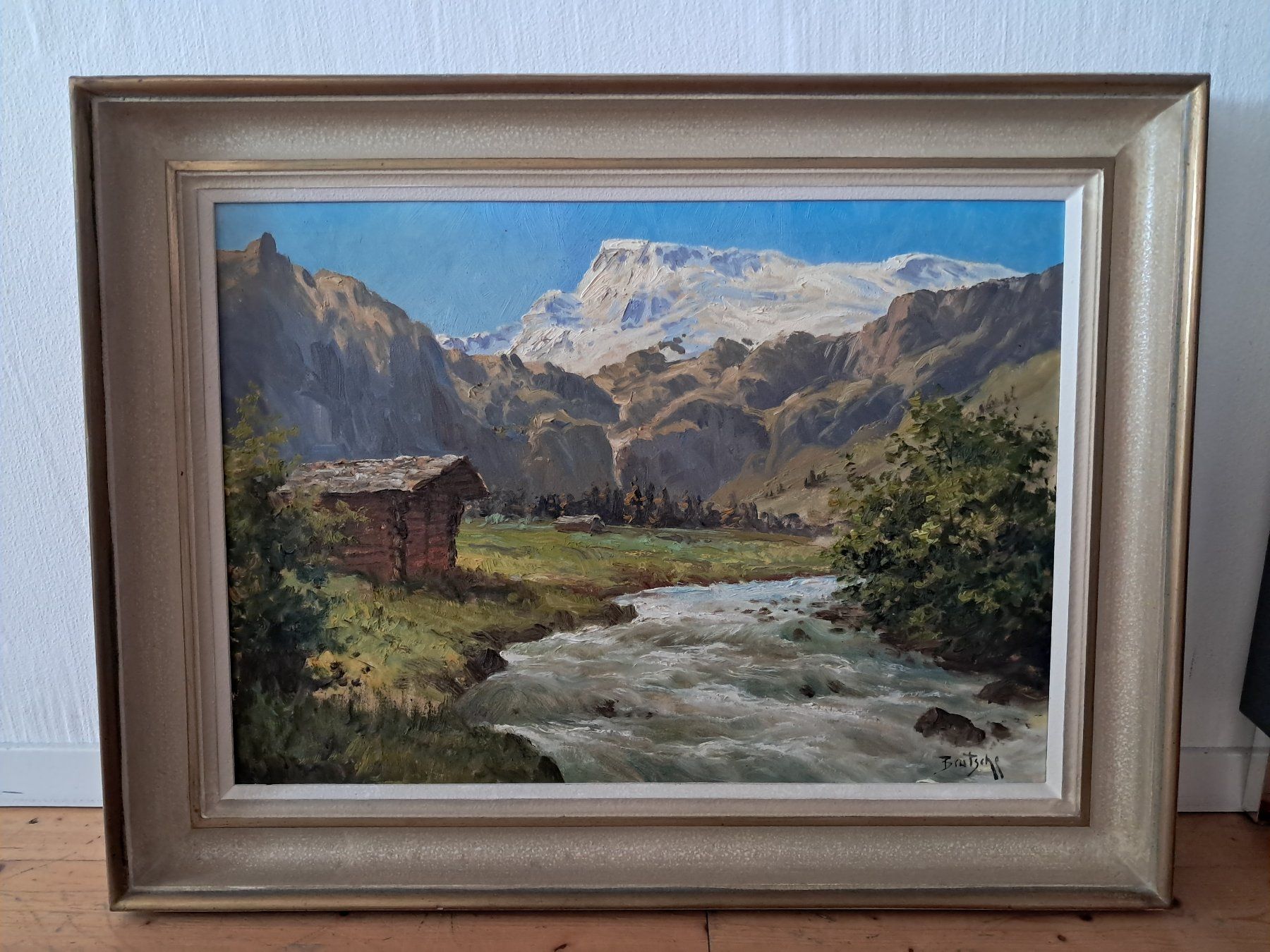 Dipinti: Bild Gemälde Schweizer Berglandschaft Peter Brutsche Vintage – Usato da Lengnau BE venduto da E500T 3