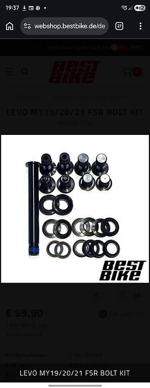 Pezzi di ricambio: Specialized Levo Suspension Bolt Kit – Nuovo e nell'imballaggio originale da Luzern venduto da dino35