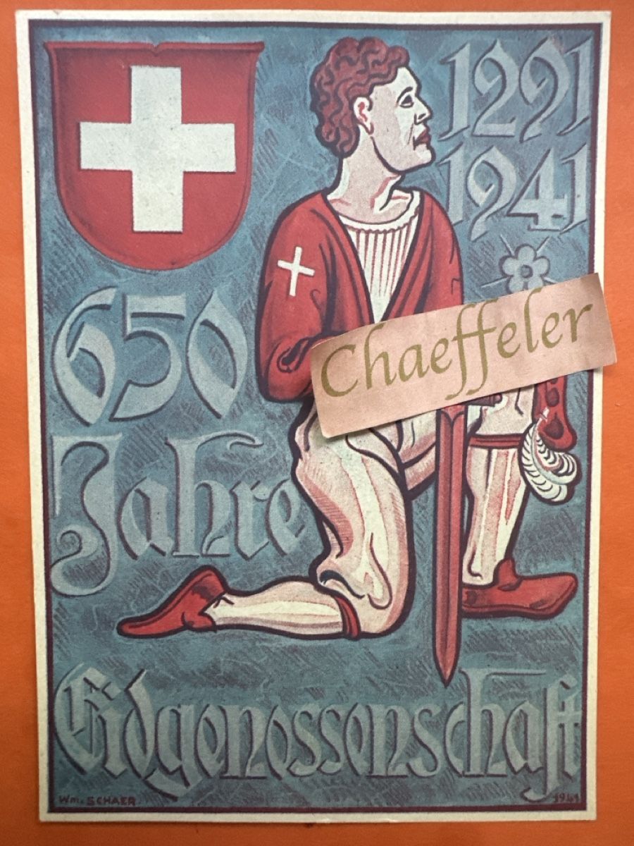 Cartoline postali: Ansichtskarte 650 Jahre Eidgenossenschaft 1221-1941 – Usato da Zürich venduto da Chaeffeler