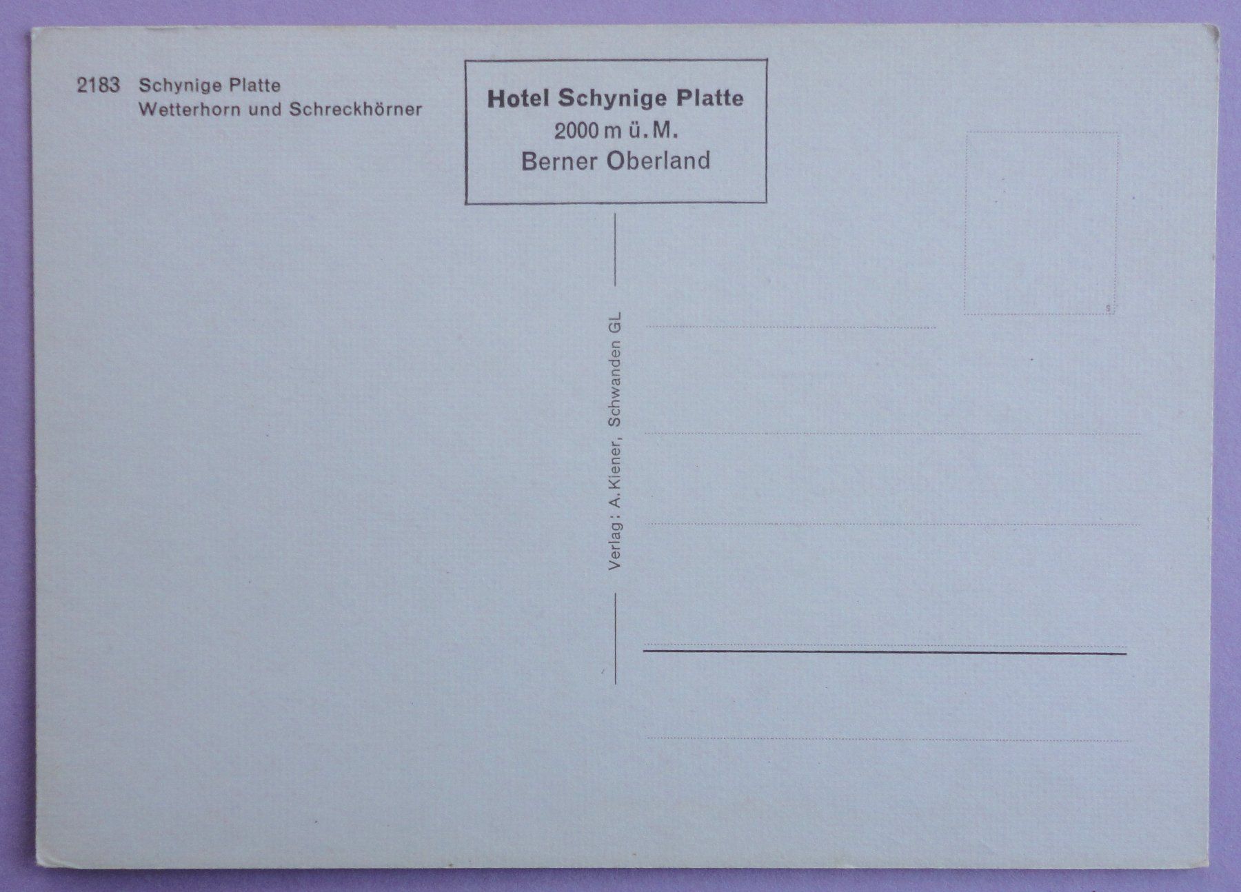 Cartoline postali: Schynige Platte, 2000 m ü.M. – Usato da Fétigny venduto da Billy2miny 1