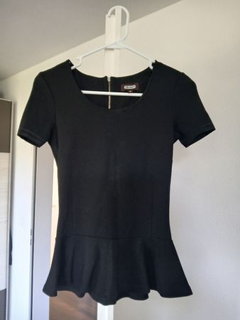 Black Peplum Top - Size 8 UK (XS) - Great Deal!