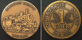 BAHNHOF FÄSCHT WOHLEN 1 Taler 1983, Bronze 40mm unz-