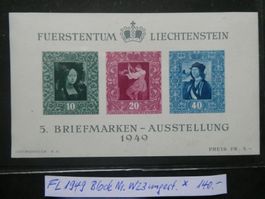 FL 1949 Block Nr. W23 * mit minimalen Klebspuren im Rand