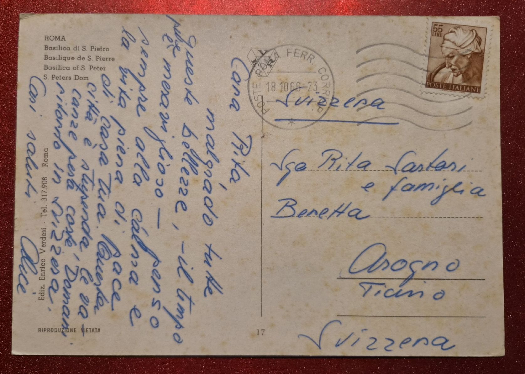 Ansichtskarten: Petersdom Rom 1966 – Gebraucht aus Melchnau von Fishel 1