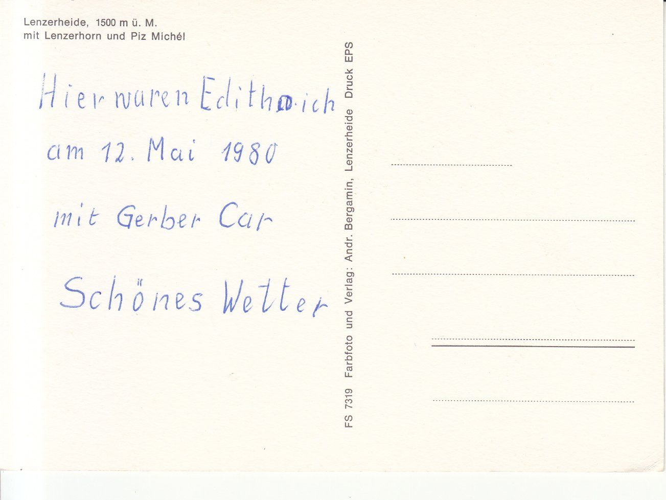 Cartoline postali: Lenzerheide 1980 – Usato da Bürglen TG venduto da StampGraf 1