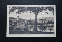 Ansichtskarte Spiez Schloss und See schwarzweiss ungelaufen