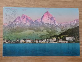 PK Brunnen mit Mythen - gelaufen 1912 - Litho
