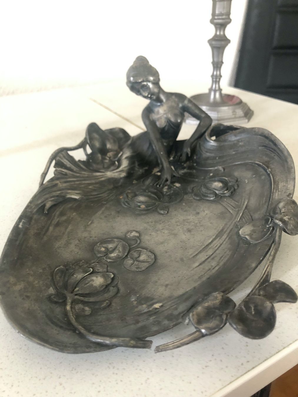 Portacenere: Antiker AschenbecherJugendstil mit Figur Silber – Usato da Winterthur venduto da Humbertoaranos 6