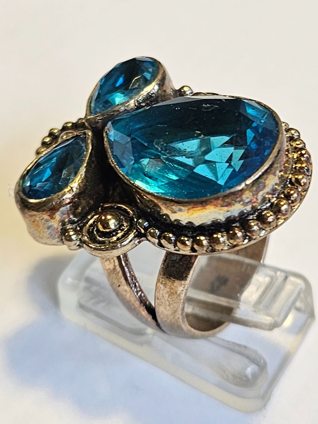 Anelli: Silberschmuck Ring mit blauen Steinen Grösse 54 – Nuovo (secondo la descrizione) da Zürich venduto da Bieter04 6