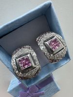 Elegante Ohrstecker mit rosa Stein und Brillanten 18 Karat