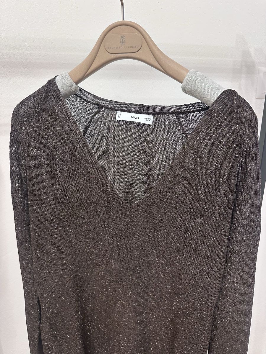Mango T-Shirts: Mango V-Neck Pullover/ Shirt - Metallic Brown – Neu (gemäss Beschreibung) aus Rüschlikon von juz_2t2j 2