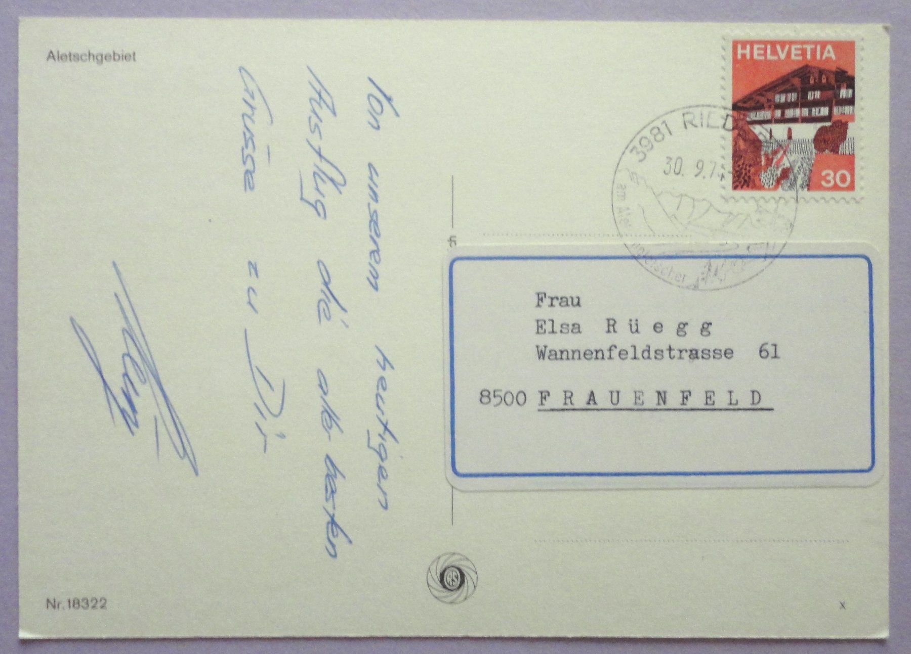 Cartes postales: Aletschgebiet – D'occasion à Fétigny par Billy2miny 1