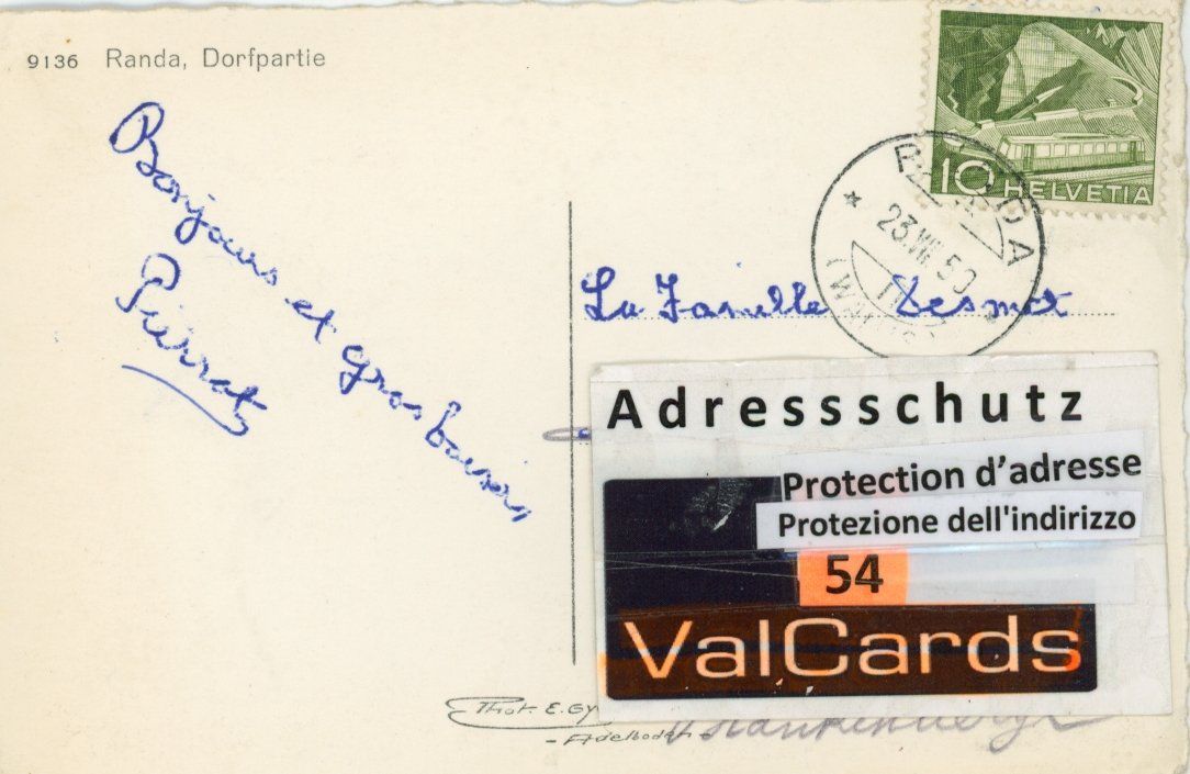 Ansichtskarten: Randa   VS  -   Dorfpartie         um 1950 – Gebraucht aus Brig von Valcards54 1