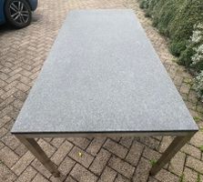 Gartentisch mit Granitplatte und Metallgestell L185cm B85cm