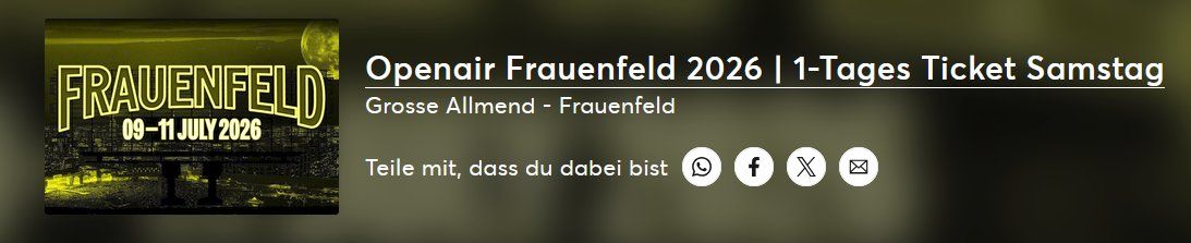 Biglietti: Openair Frauenfeld Ticket Samstag – Nuovo (secondo la descrizione) da Zürich venduto da ced_bdl2