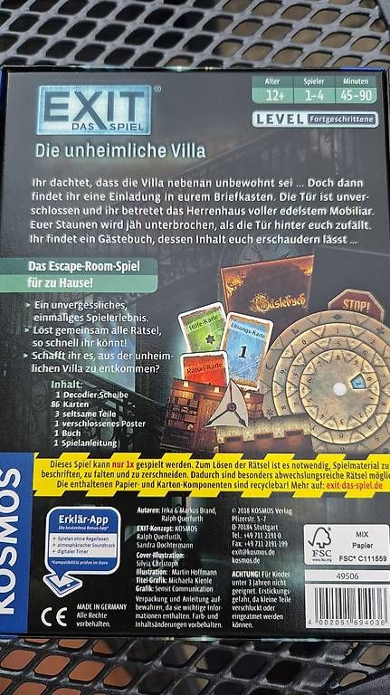 Giochi: EXIT  Die unheimliche Villa | Neu & ungespielt – Nuovo e nell'imballaggio originale da Sevelen venduto da SSinaWWieland 1