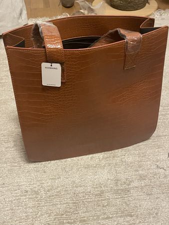 Elegante Handtasche Kroko-Optik Braun Neuwertig