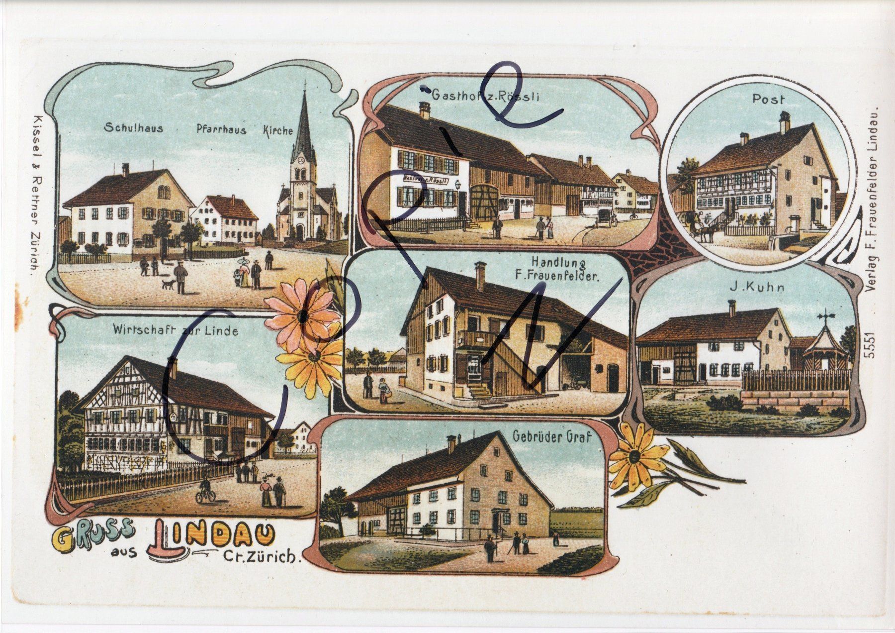 Cartoline postali: Gruss aus Lindau - (Litho Ansicht um 1900) – Usato da Fällanden venduto da Blausegelfliege