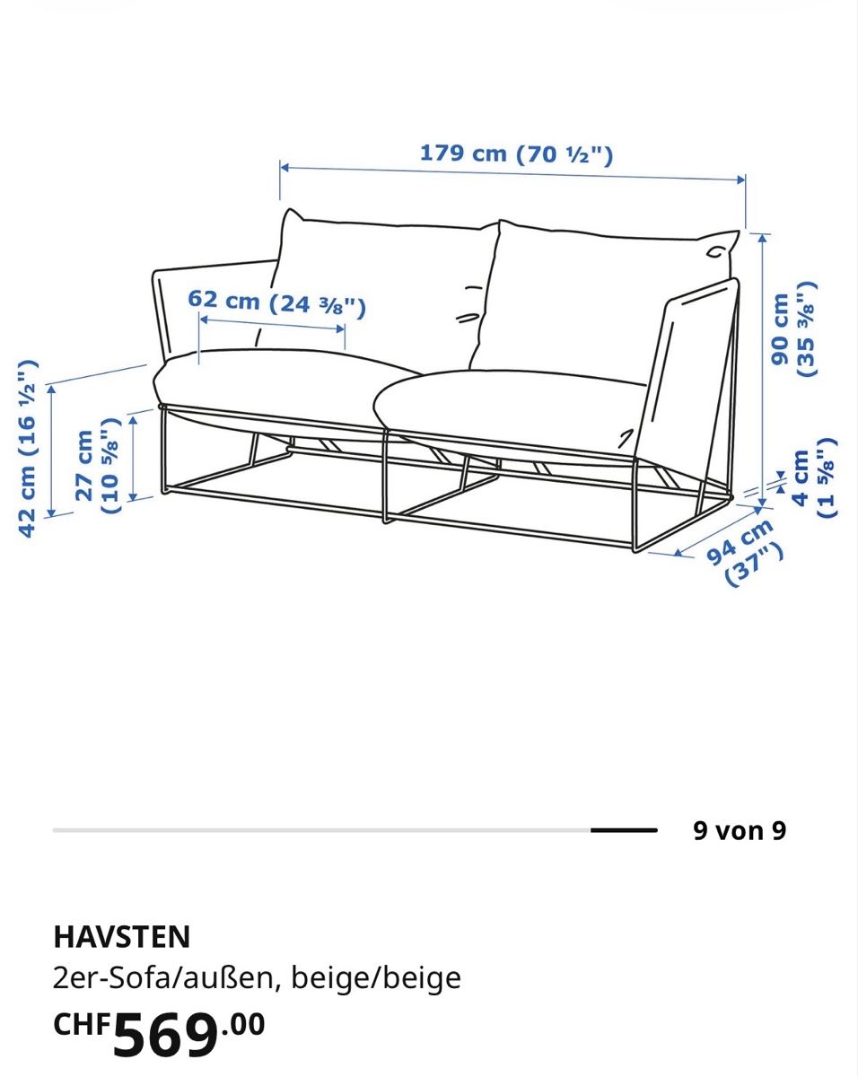 Sofas: Balkon Sofa Havsten – Gebraucht aus Richterswil von chemie.blume 2