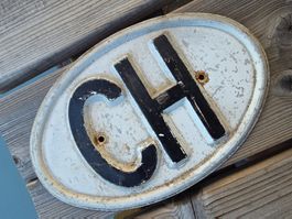Altes Vintage antik CH Auto Schild Schweiz Rarität Oldtimer