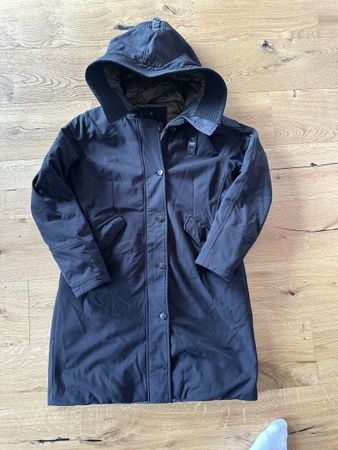 Blauer Wintermantel, warm gefüttert, Grösse L / 40