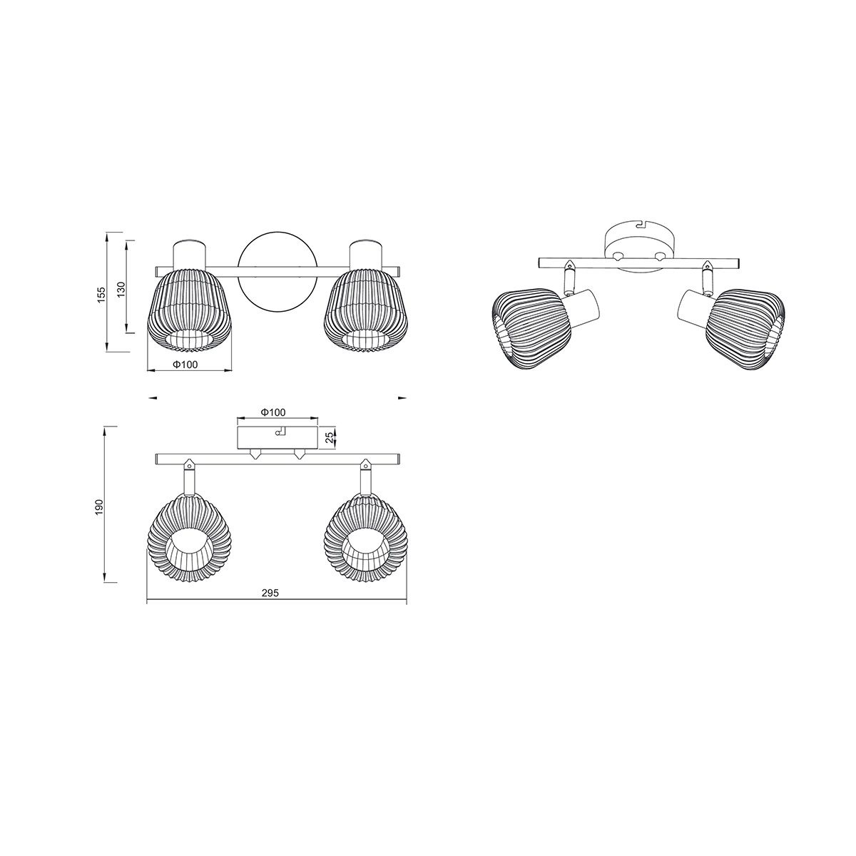 Lampade: 2er Strahler, Glas, 30 cm x 16 cm – Nuovo (secondo la descrizione) da Kreuzlingen venduto da Smart-Light 4
