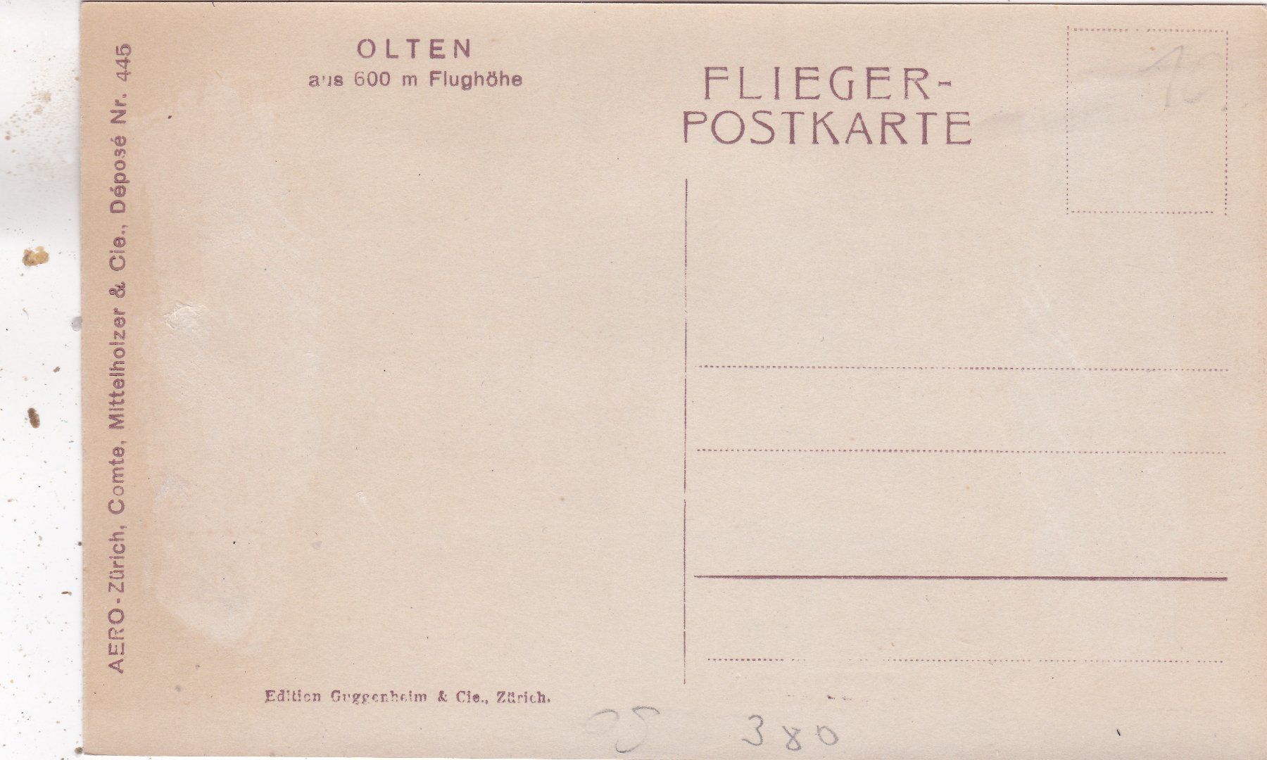 Cartoline postali: Olten Fliegerpostkarte – Usato da Herisau venduto da Lisegrat2008 1