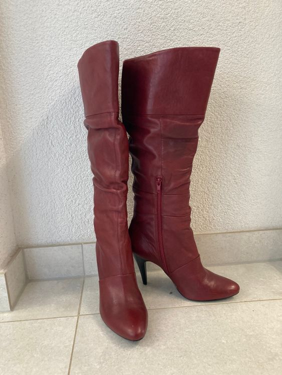 Stiefel Weinrot aus Leder Gebraucht in Hausen am Albis fur CHF 20 mit Lieferung auf Ricardo