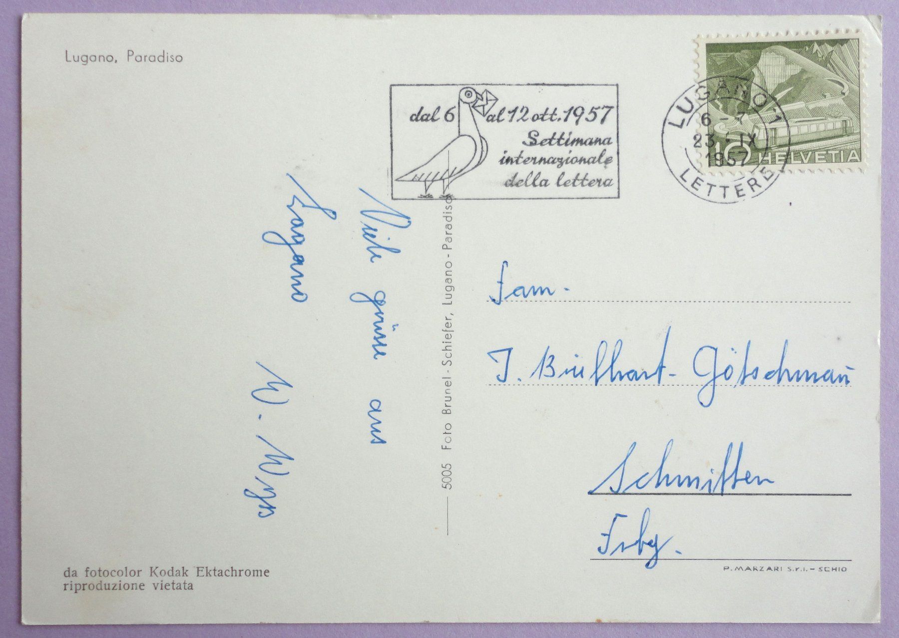 Cartoline postali: Lugano, Paradiso – Usato da Fétigny venduto da Billy2miny 1