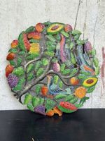 Art mural en métal coloré : Arbre de Vie avec fruits et oise