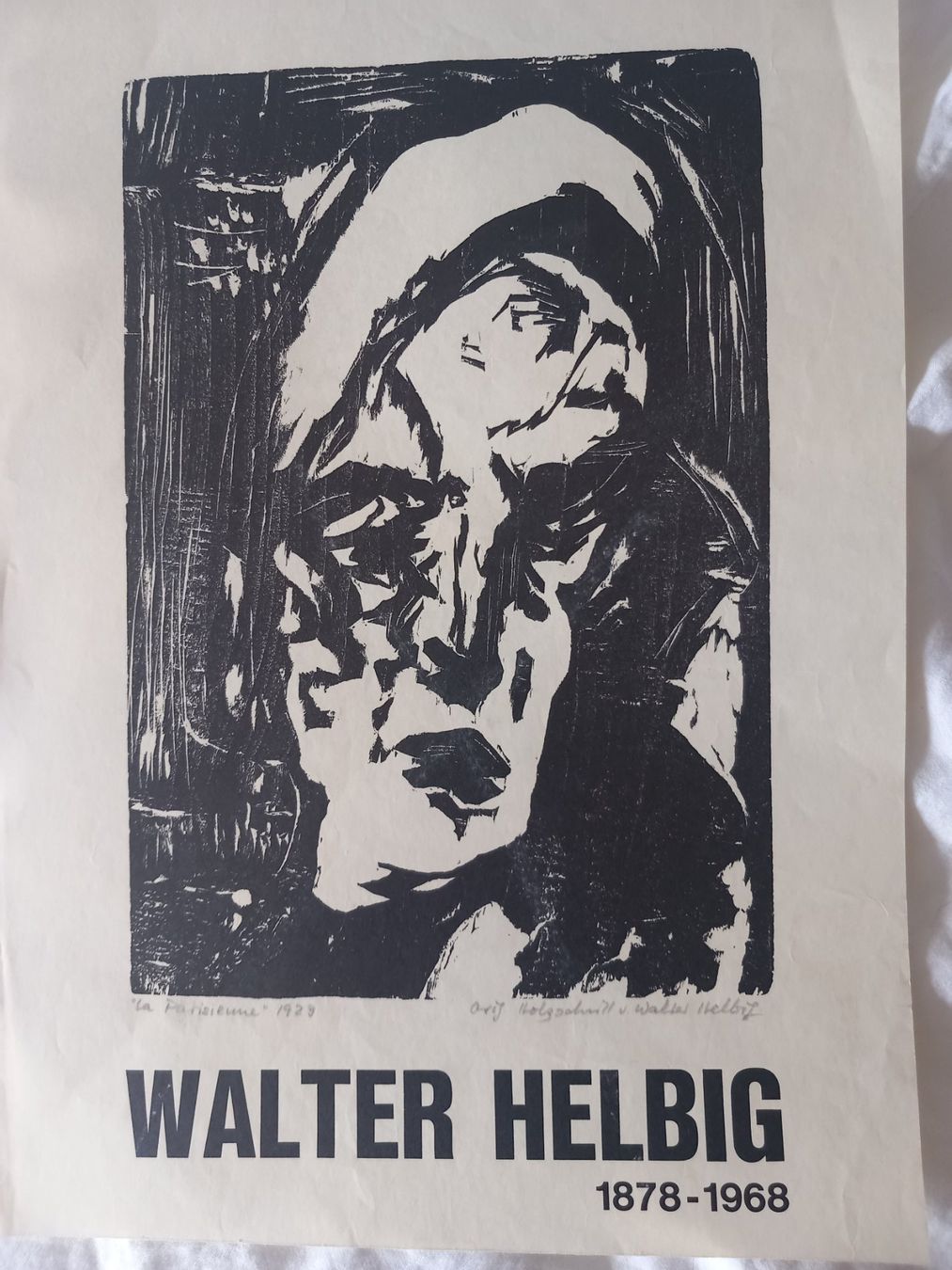 Xilografie: Original Holzschnitt La Parisienne, Walter Helbig – Usato da Uitikon Waldegg venduto da pkuster