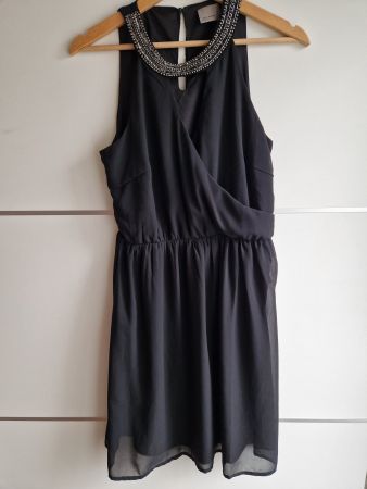 Elegantes Cocktailkleid mit Applikation, Gr. S in Schwarz