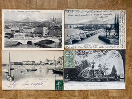4 Cartes postales du vieux Genève, dont 3 circulées.